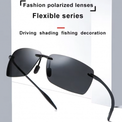 Rimless Mens Ultralight Polarized Mirror Lenses Sunglasses